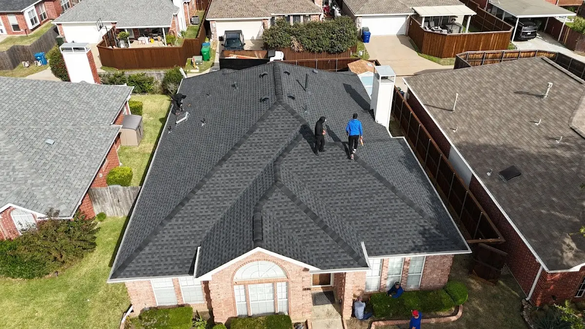 Slate & Tile Roof Repair work in progress on a Colleyville property